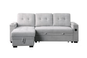 Ashlyn II - 84"W Woven Fabric Reversible Sleeper Sectional Sofa with Storage Chaise - R&R Furniture Gallery (Fountain Valley, CA)