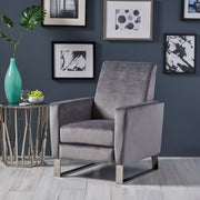 Bolt - Upholstered Recliner Chair With Stainless Steel Base - Gray / Chrome - R&R Furniture Gallery (Fountain Valley, CA)