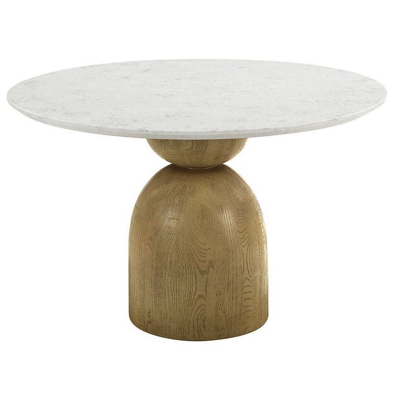 Kala - Round Dining Table With Marble Top - Natural Marble Top & Oak - R&R Furniture Gallery (Fountain Valley, CA)