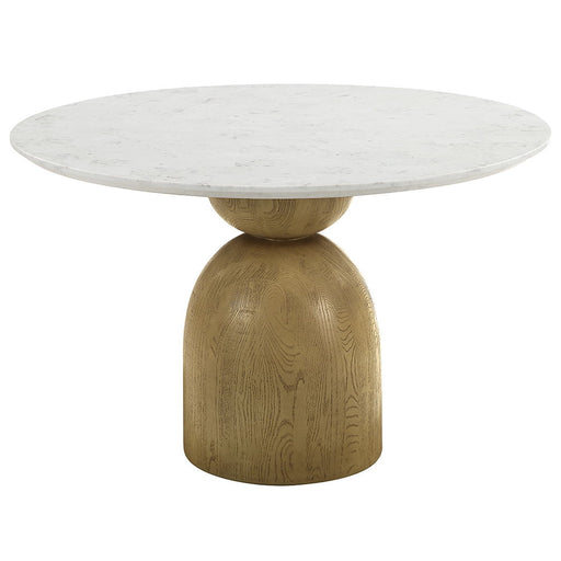 Kala - Round Dining Table With Marble Top - Natural Marble Top & Oak - R&R Furniture Gallery (Fountain Valley, CA)