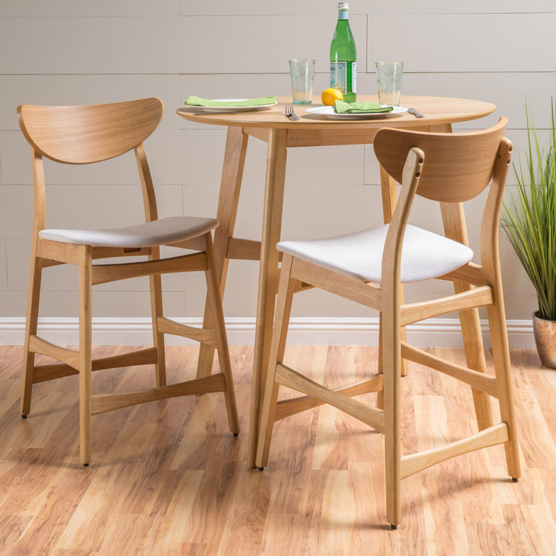 Set of two Noble House retro modern counter height stools with cushioned seats and sleek design, ideal for kitchen or bar area.