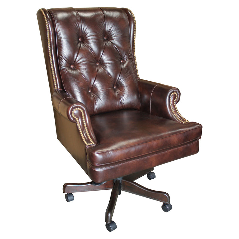 Dc#112 - Leather Desk Chair - Havana With Brown Base - R&R Furniture Gallery (Fountain Valley, CA)
