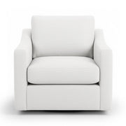 Classic Home Aspen swivel chair with a plush upholstered seat and wooden base, showcasing a modern and comfortable design.