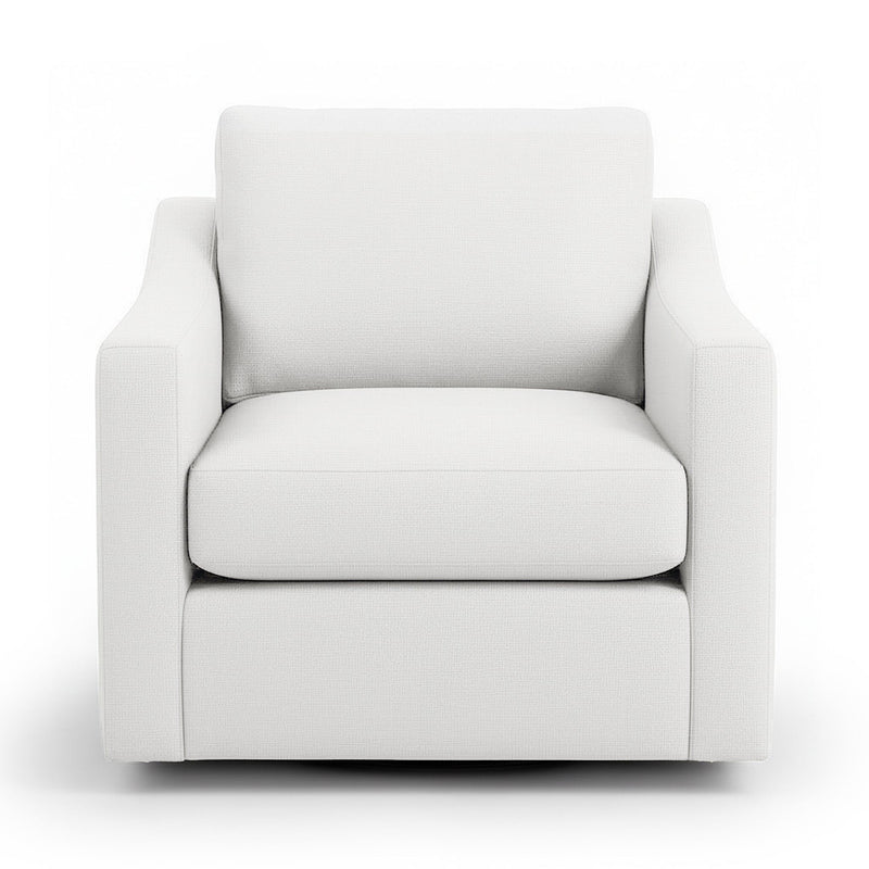 Classic Home Aspen swivel chair with a plush upholstered seat and wooden base, showcasing a modern and comfortable design.