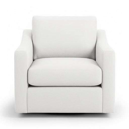 Classic Home Aspen swivel chair with a plush upholstered seat and wooden base, showcasing a modern and comfortable design.