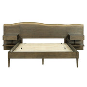 Queen Size Platform Bed Frame With Live Edge Headboard, Built In Nightstands - Dark Brown - R&R Furniture Gallery (Fountain Valley, CA)
