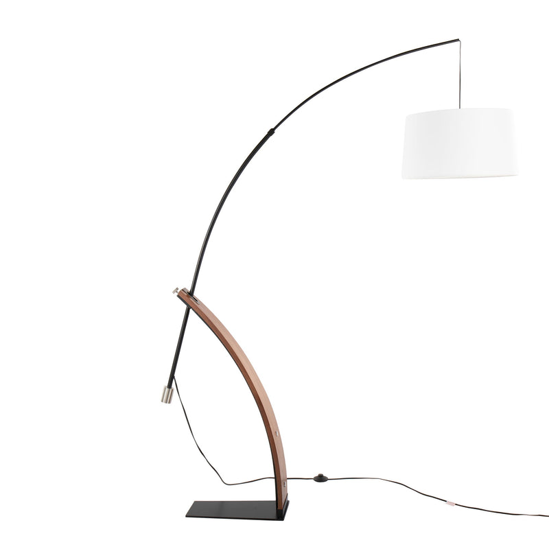 Lumi Source Robyn mid-century modern floor lamp with a sleek design, tall stand, and adjustable arm in a stylish home setting.