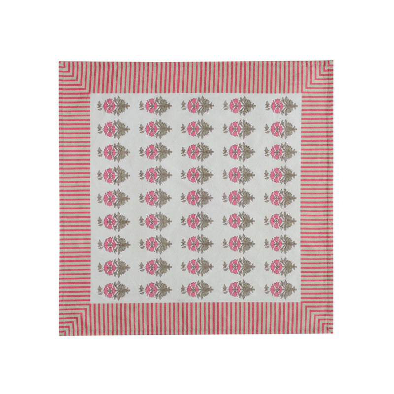 Crissy - Cotton Canvas Printed Napkins (Set of 4) - Pink Vintage Floral