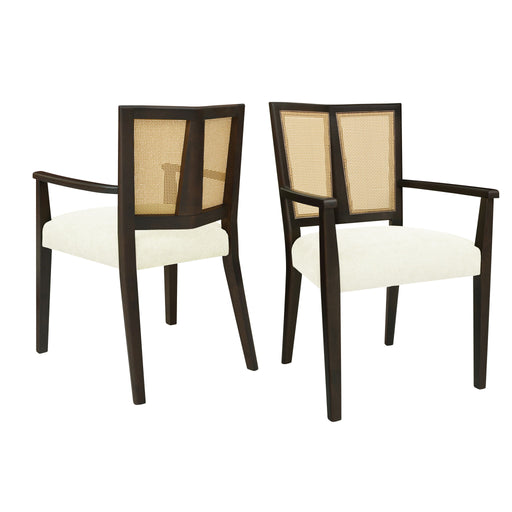 Mid Century Modern Arm Dining Chair Set With Rattan Backrest - R&R Furniture Gallery (Fountain Valley, CA)