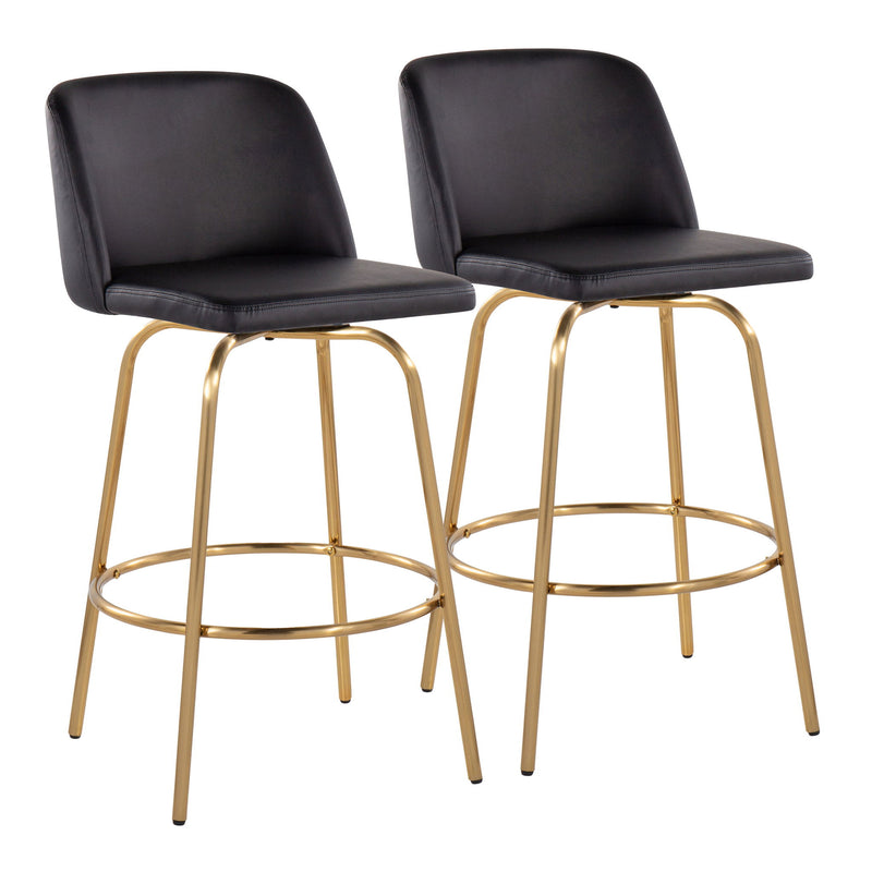Toriano - Contemporary, Fixed Height Counter Stool With Swivel With Round Footrest (Set of 2) - R&R Furniture Gallery (Fountain Valley, CA)
