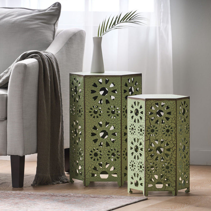 Noble House Eliana side table with a sleek wooden top and metal legs, modern design for living room or bedroom use.