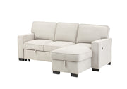 Estelle - Fabric Reversible Sleeper Sectional With Storage Chaise Drop-Down Table 2 Cup Holders And 2 USB Ports - R&R Furniture Gallery (Fountain Valley, CA)