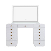 Hollywood - Desk with Jumbo LED Panel Vanity Mirror - White - R&R Furniture Gallery (Fountain Valley, CA)