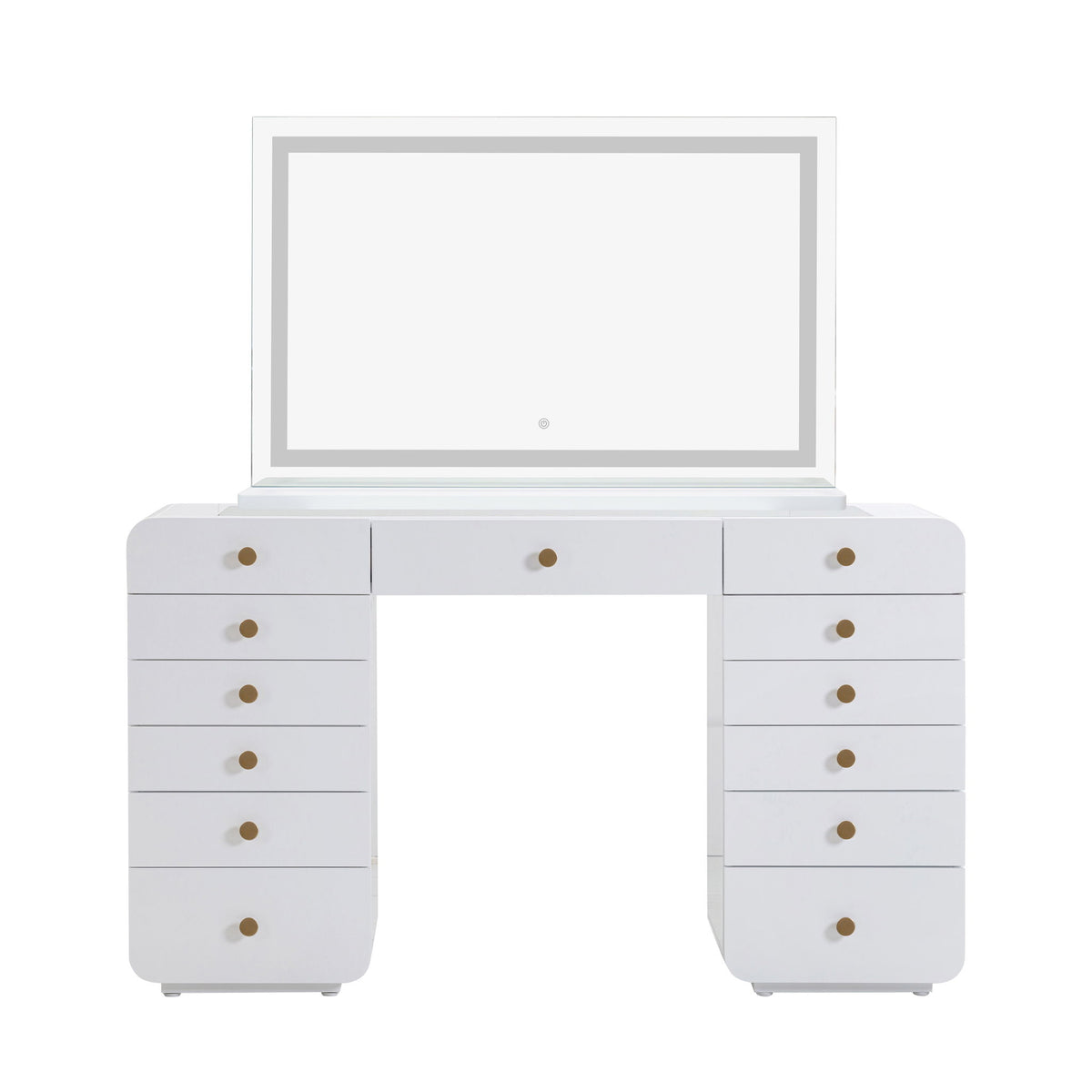 Hollywood - Desk with Jumbo LED Panel Vanity Mirror - White - R&R Furniture Gallery (Fountain Valley, CA)