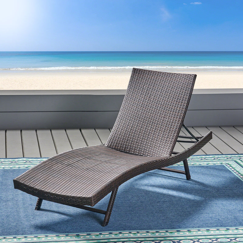 Kauai - Modern Style Pe Wicker Chaise Lounge - Brown Multi - R&R Furniture Gallery (Fountain Valley, CA)