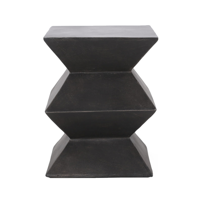 Outdoor lightweight concrete side table with copper finish by Noble House, showcasing a modern design and sturdy construction.