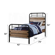 Adams - Twin Bed - Antique Oak & Black - R&R Furniture Gallery (Fountain Valley, CA)
