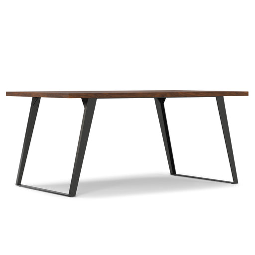 Simpli-Home Lowry handcrafted square dining table with wooden finish, ideal for modern dining rooms.