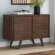 Brown Lowry 2-door sideboard buffet by Simpli-Home with sleek design and spacious storage, perfect for dining or living areas.