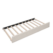 Queen Size Upholstered Platform Bed With USB And Twin Trundle - Beige - R&R Furniture Gallery (Fountain Valley, CA)