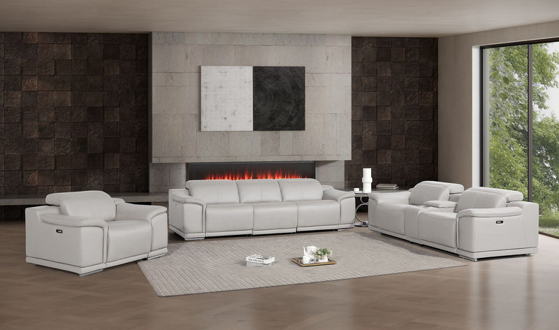 2679 - Power Reclining Sofa, Console Loveseat & Chair Set In Genuine Leather (6 Recliners) - R&R Furniture Gallery (Fountain Valley, CA)