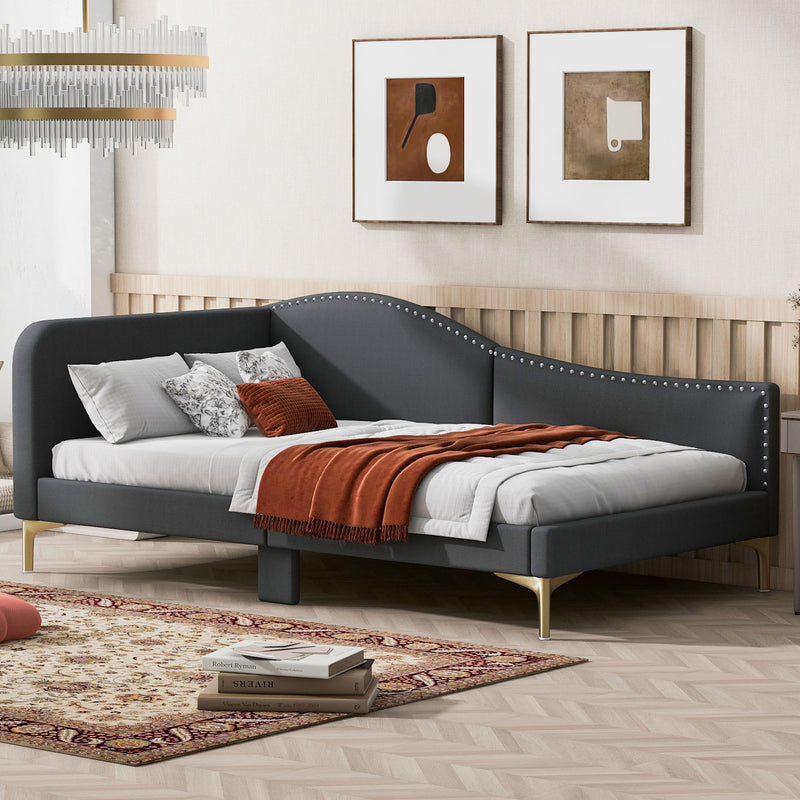Upholstered Daybed With Headboard And Armrest, Support Legs - R&R Furniture Gallery (Fountain Valley, CA)