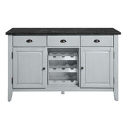 Lanton - Server - Natural Marble & Antique White - R&R Furniture Gallery (Fountain Valley, CA)