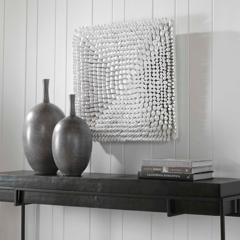 Uttermost Portside wood wall panel used as elegant wall decor with a natural wood finish and textured surface.