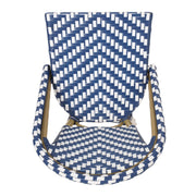 Outdoor Rattan French Barstool Set,, Bamboo, Seat Height - Navy Blue / White - R&R Furniture Gallery (Fountain Valley, CA)