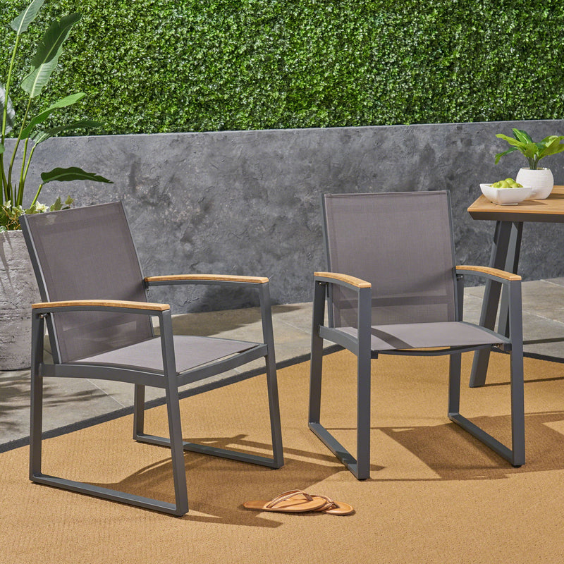 Aresha - Metal Outdoor Dining Armchair (Set of 2) - Gray - R&R Furniture Gallery (Fountain Valley, CA)