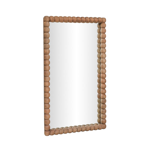 TOV Furniture Cheyanne 29x44-inch carved solid wood rectangular wall mirror with natural finish, featuring intricate carved frame details.