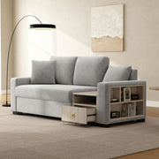 Noble House modular sofa couch with storage armrest and center console, stationary design in a modern living room setting.
