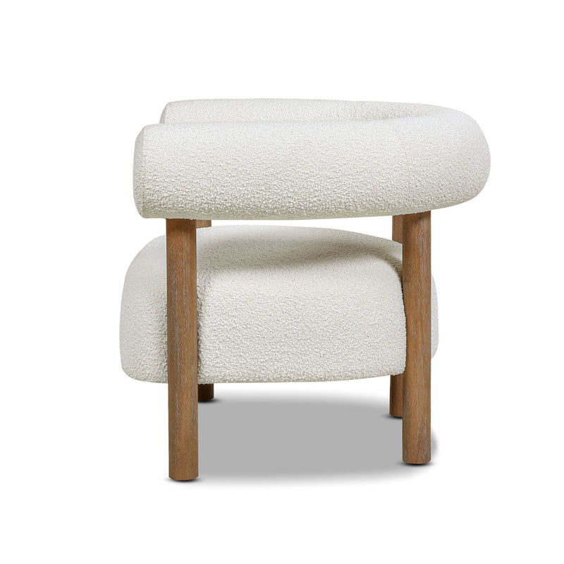 Fuji - Mid Century Modern Barrel Accent Arm Chair - Ivory White - R&R Furniture Gallery (Fountain Valley, CA)