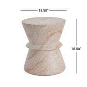 Lightweight beige concrete side table with travertine top, suitable for outdoor or indoor use, by Noble House.