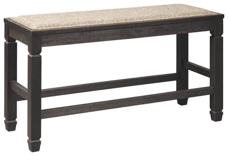 Tyler Creek - DBL Counter UPH Bench  - Antique Black - R&R Furniture Gallery (Fountain Valley, CA)