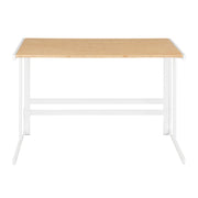 Lumi Source Roman industrial office desk with white tabletop and natural wood legs, ideal for modern writing and workspace.