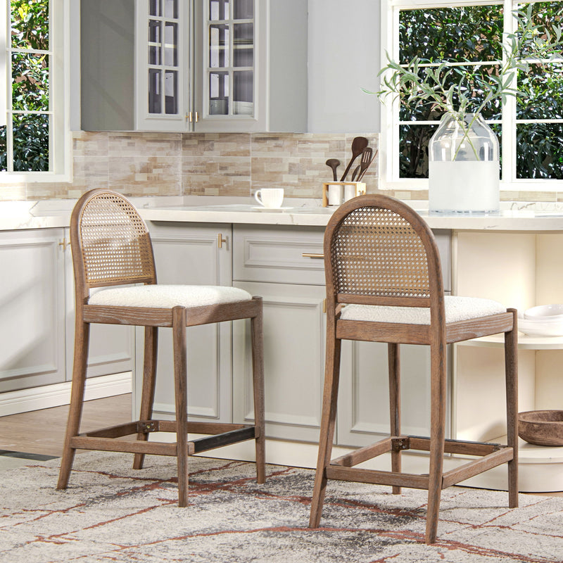 Panama - Curved Back Cane Counter Stool (Set of 2) - R&R Furniture Gallery (Fountain Valley, CA)