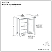 Handcrafted medium storage cabinet from the Amherst collection by Simpli-Home, featuring a rustic accent cabinet design with doors and storage space.