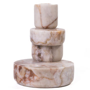 Marble Stacked Candle Holder - White Brown - R&R Furniture Gallery (Fountain Valley, CA)