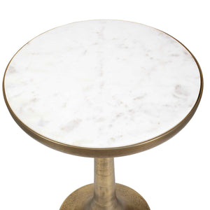Gianno - Round Marble Side Table - Brass / White