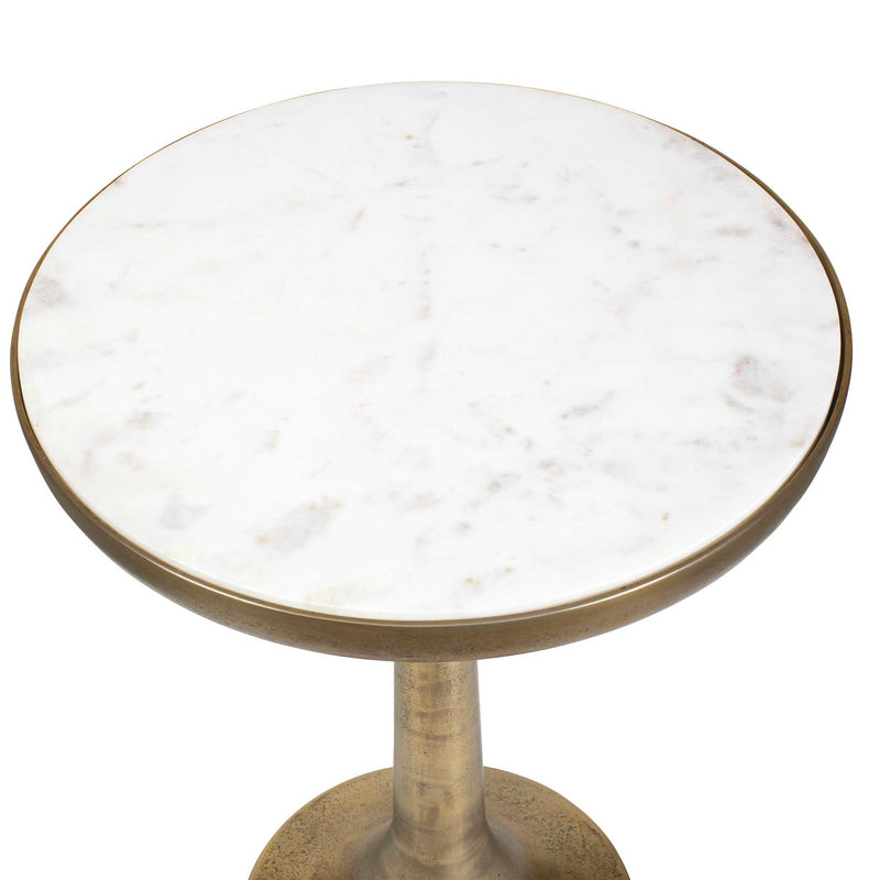 Gianno - Round Marble Side Table - Brass / White