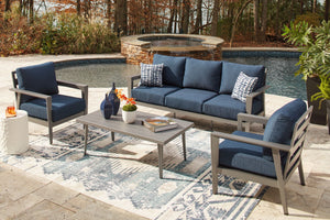 Gali - Sofa / Chairs / Table Set (Set of 4) - Gray / Blue - R&R Furniture Gallery (Fountain Valley, CA)