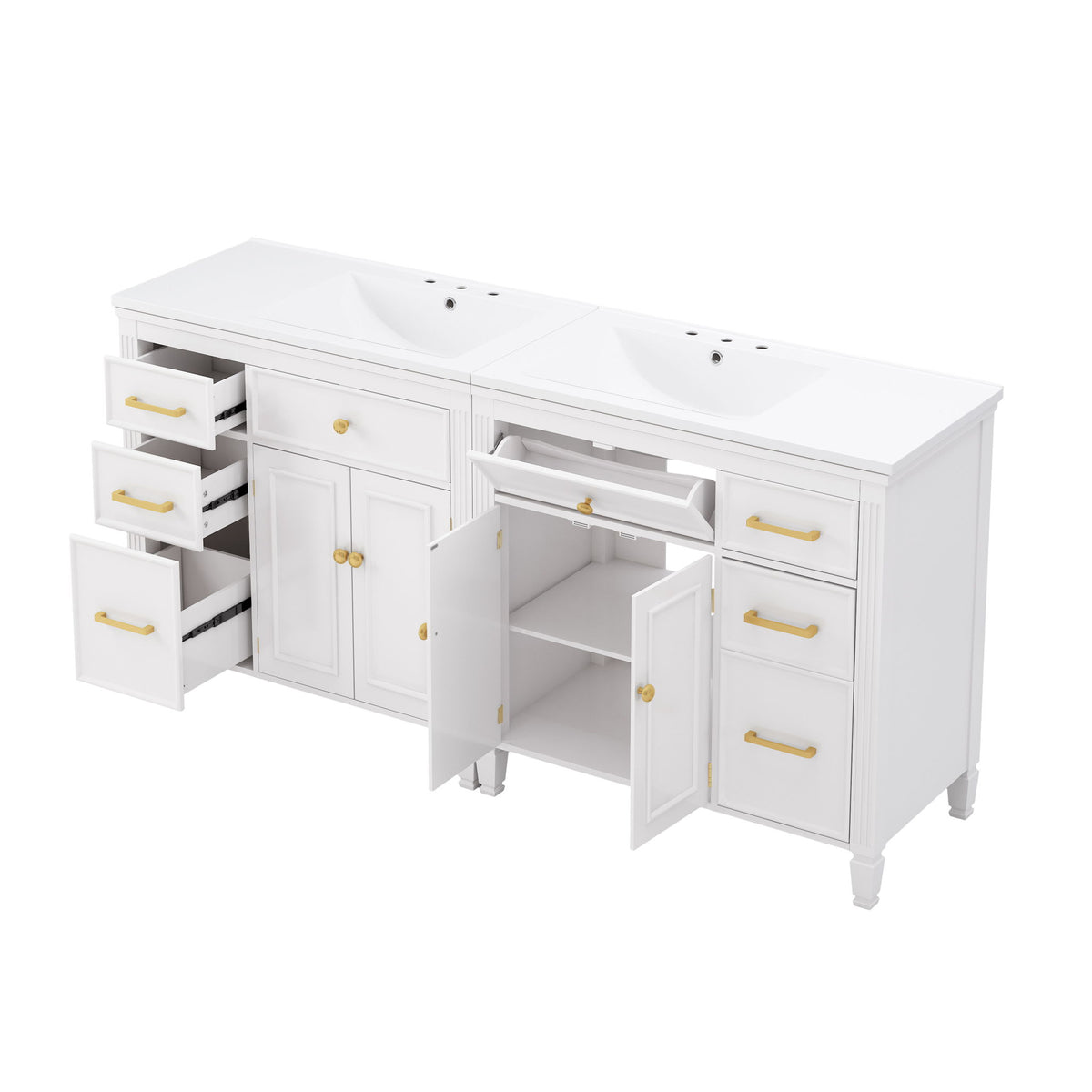 2 Piece Freestanding Bathroom Vanity Set With Sink Top, Reversible Dual Layout