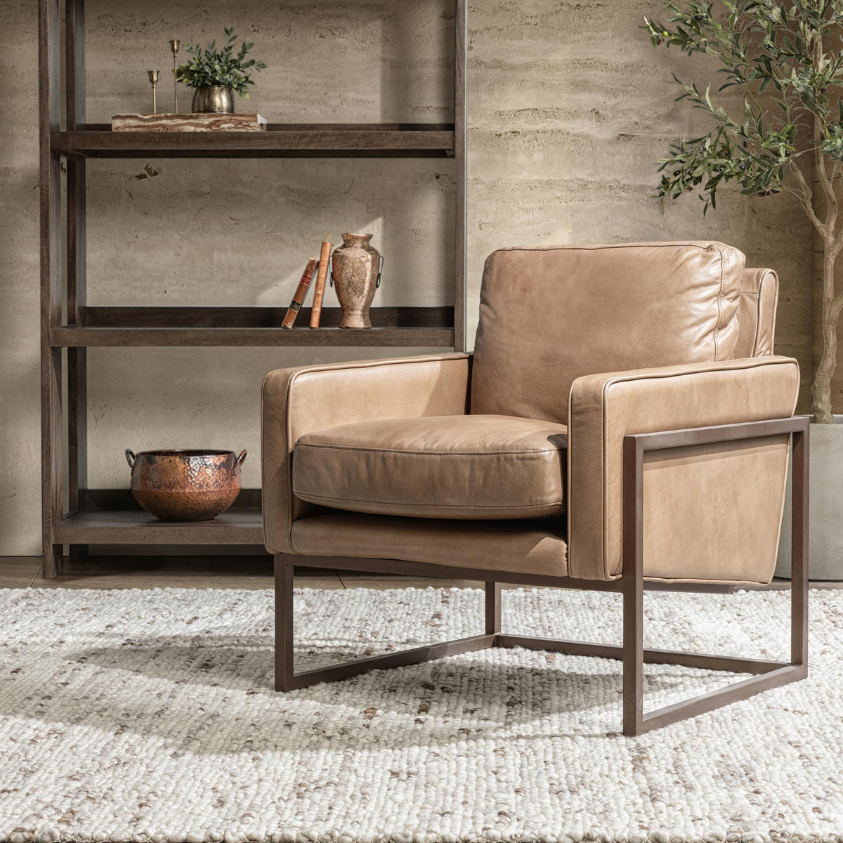 Classic Home Ken club chair in a timeless design, shown from the front.