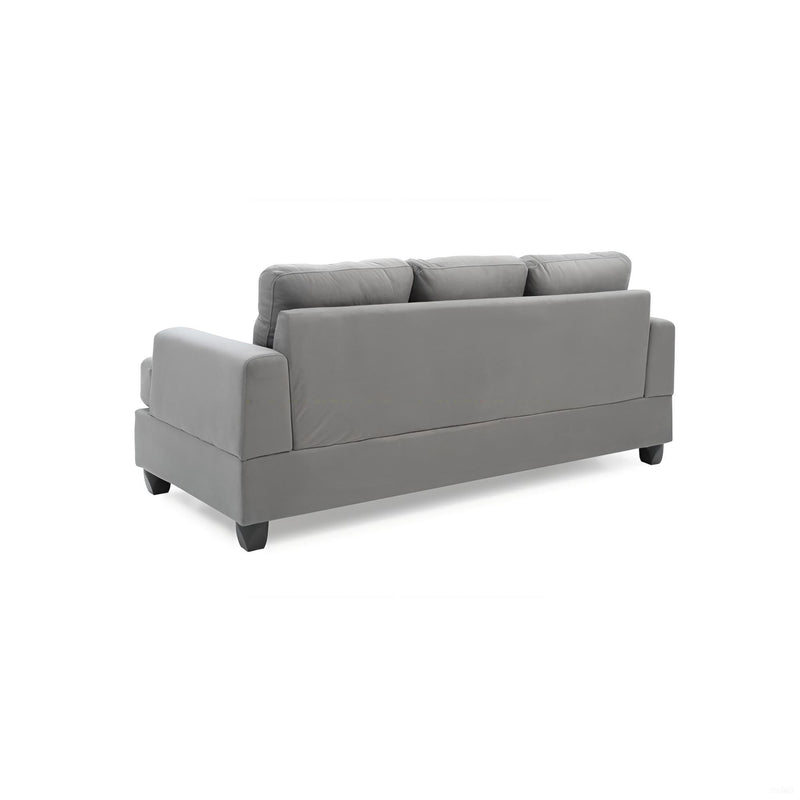 Glory Furniture Sandridge stationary sofa with plush cushions and wooden legs, ideal for modern living room decor.