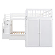 L Shaped Bunk Bed With 3 Drawers, Portable Desk And Wardrobe - R&R Furniture Gallery (Fountain Valley, CA)