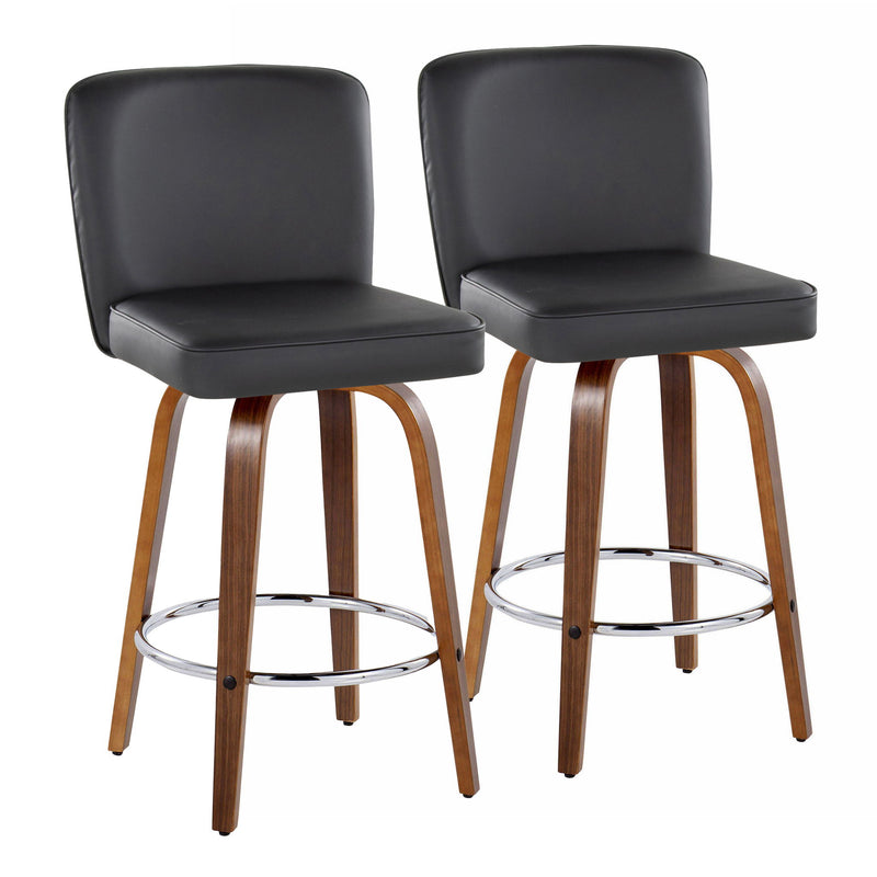 Set of two Lumi Source Henry contemporary fixed height counter stools with swivel and round footrest, featuring sleek modern design.
