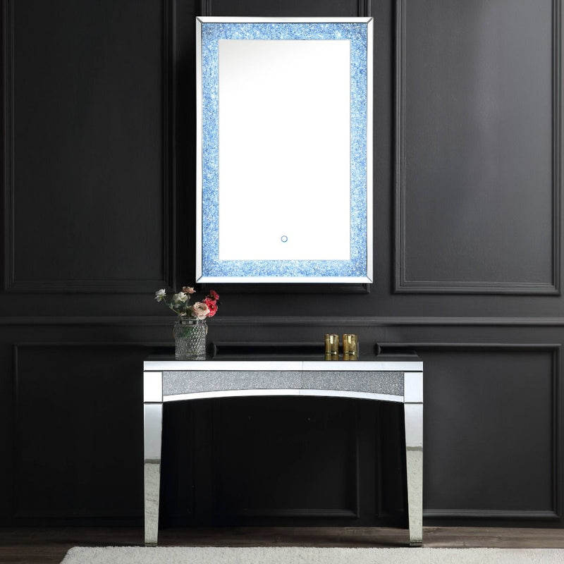 Noralie - 47" Accent Mirror With LED - Mirrored & Faux Diamonds