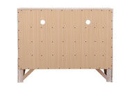 Glory Furniture Marilla media chest with two drawers and open shelf, wooden finish, modern design for TV and media storage.