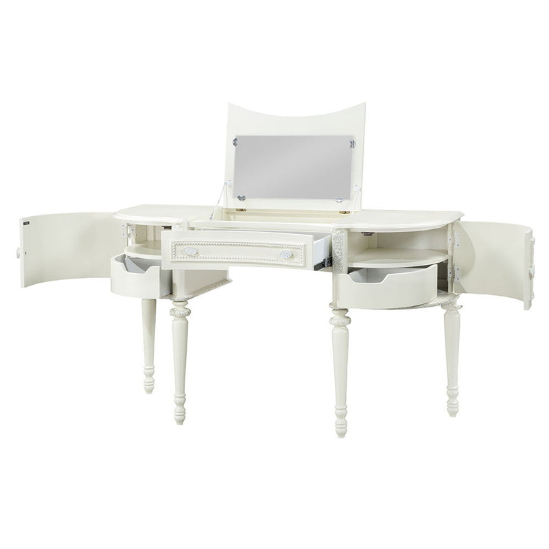 Dorothy - Vanity Desk & Mirror - Ivory - R&R Furniture Gallery (Fountain Valley, CA)